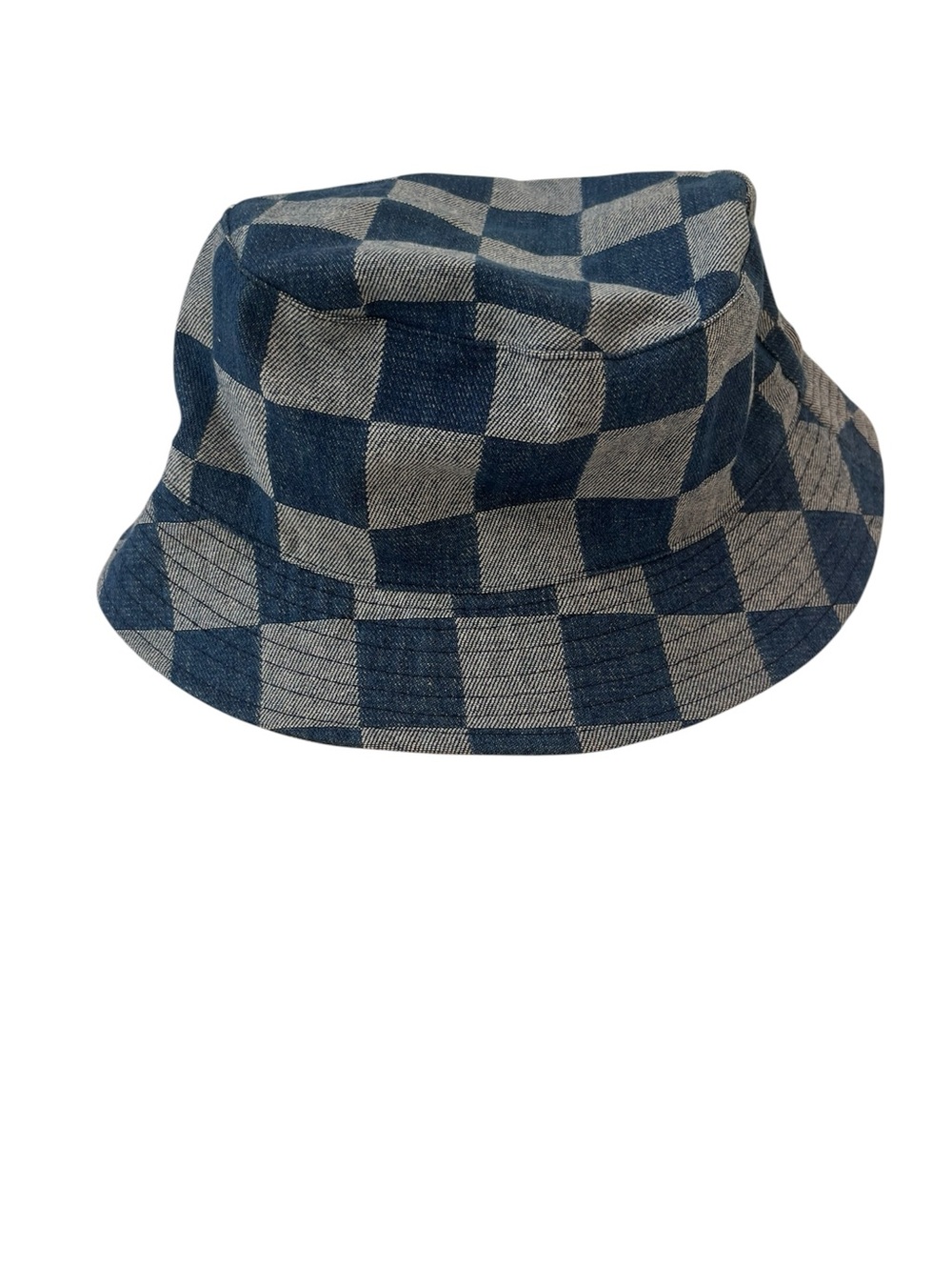 Forever 21 Blue Checkered Denim Bucket Hat One Size Checkerboard Y2K Festival